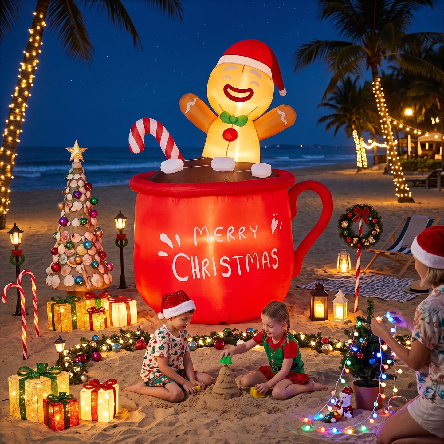 Cup Christmas Inflatable Height LED Outdoor Decorations Illuminated - 1.8M