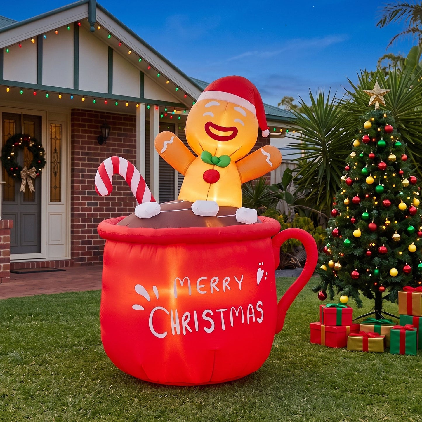 Cup Christmas Inflatable Height LED Outdoor Decorations Illuminated - 1.8M