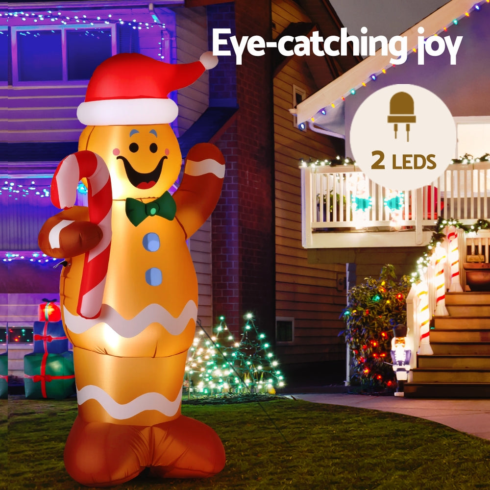 Gingerbread Man LED Christmas Inflatable Decorations Illuminated - 1.5M
