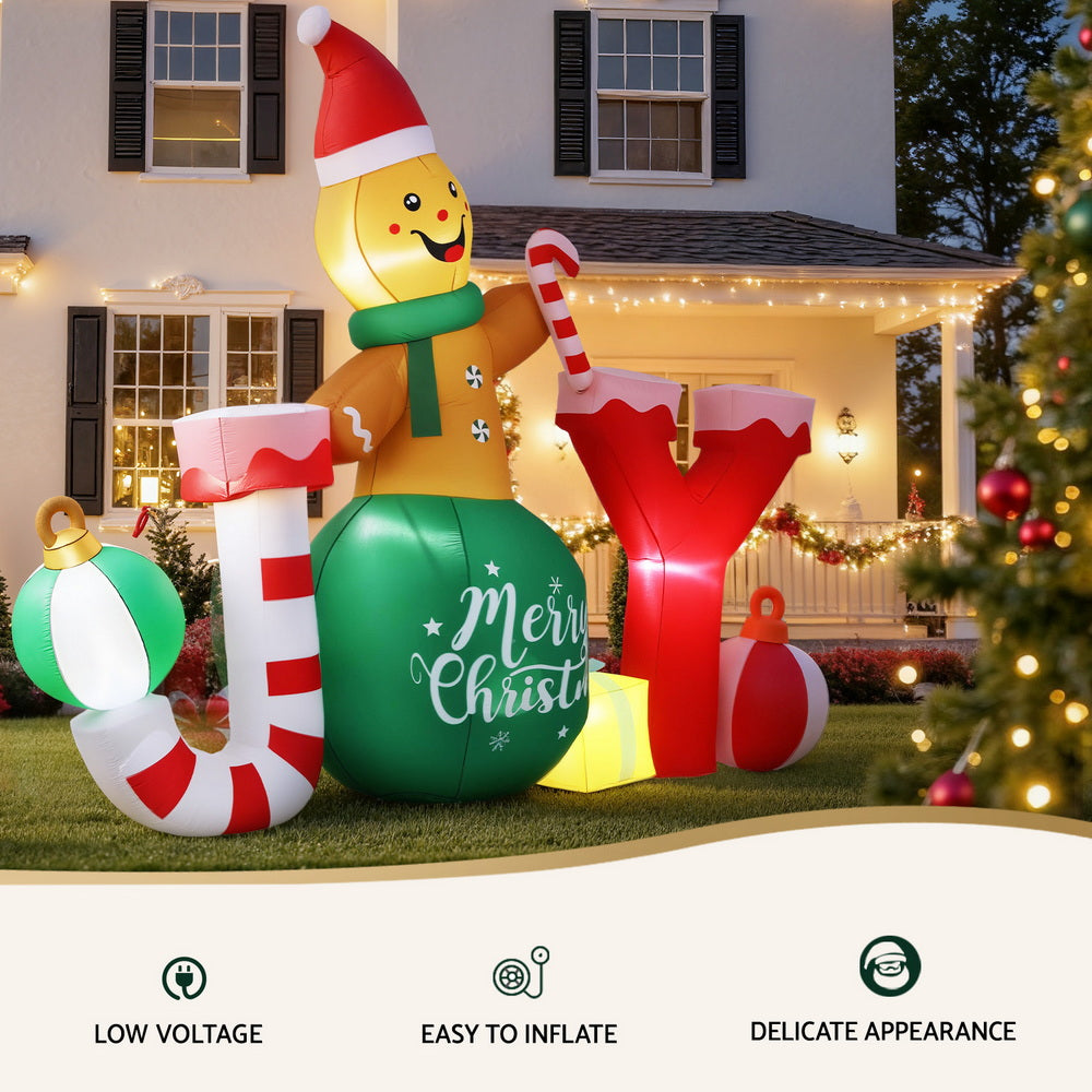 Christmas Inflatable Gingerman Joy 3M Long Outdoor Decorations Illuminated