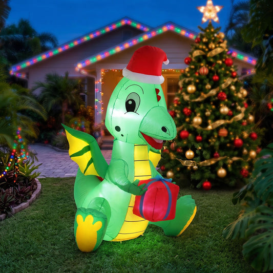 Dragon Christmas Inflatable Height LED Outdoor Decorations Illuminated - 1.8M