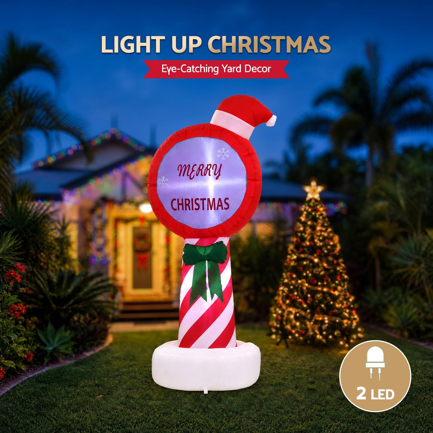 Pole Christmas Inflatable Height LED Outdoor Decorations Illuminated - 1.8M