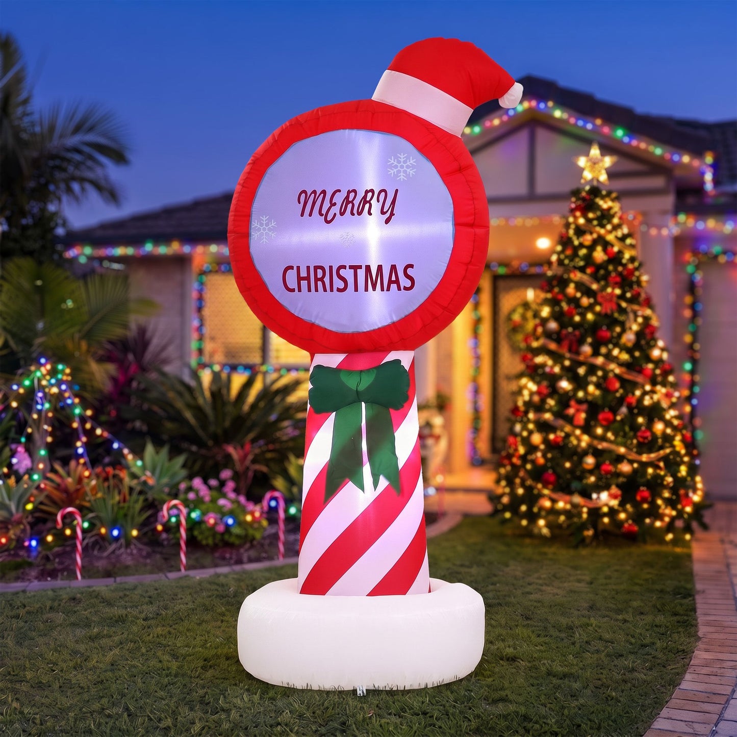 Pole Christmas Inflatable Height LED Outdoor Decorations Illuminated - 1.8M