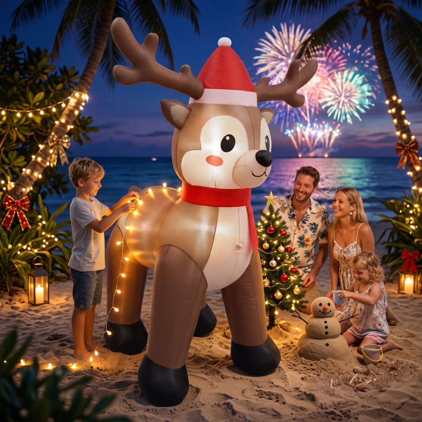 Reindeer Christmas Inflatable Illuminated Decorations - 2.5M