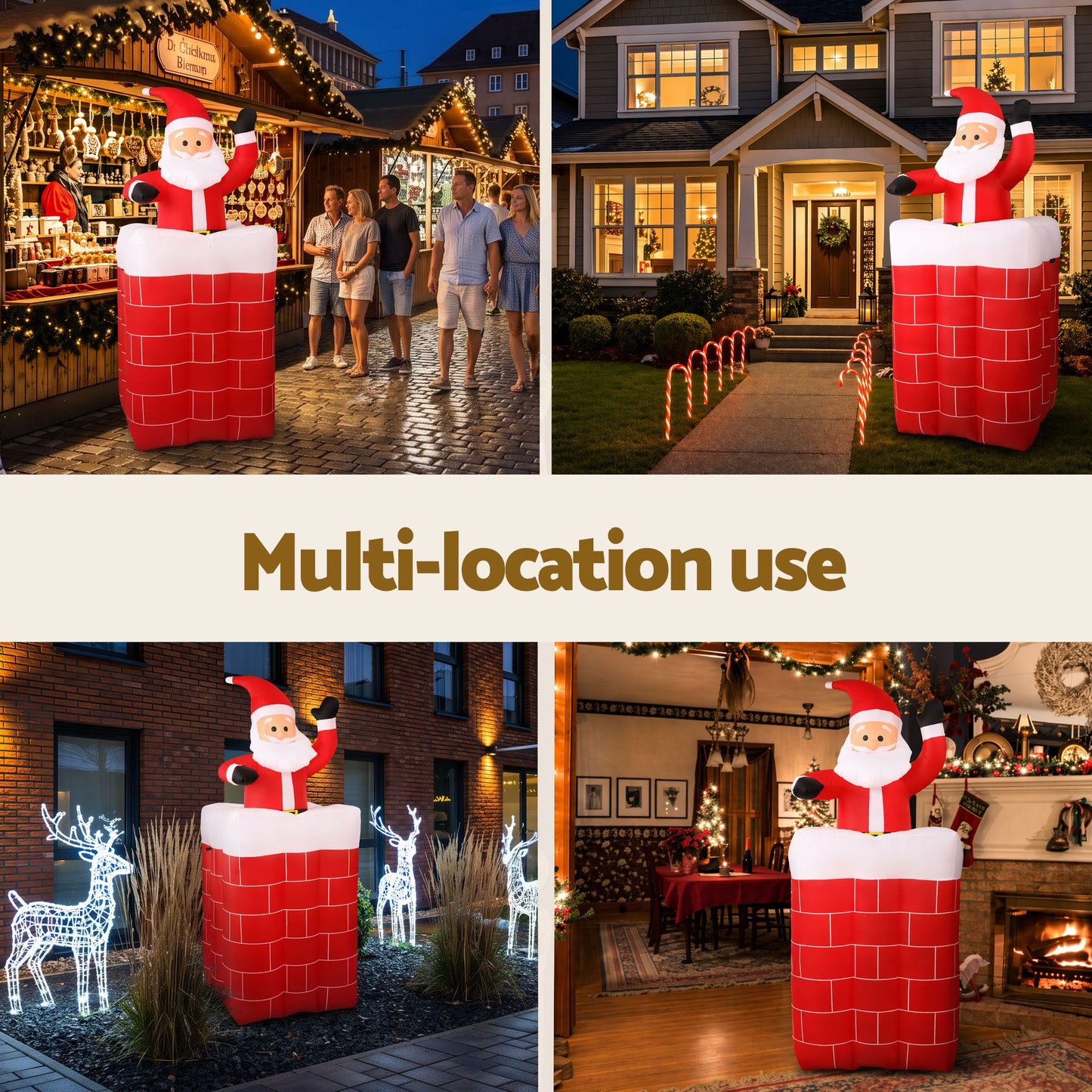 Santa Pop-Up Christmas Inflatable Illuminated Xmas Decorations - 1.8M