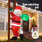 Santa Climbing Ladder Christmas Inflatable Height LED Decorations Illuminated - 2.45M