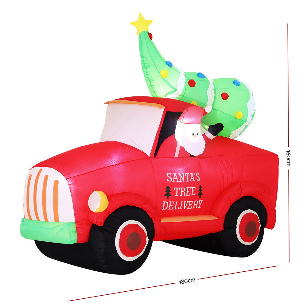 Santa Truck LED Christmas Inflatable LED Decorations Illuminated - 1.6M