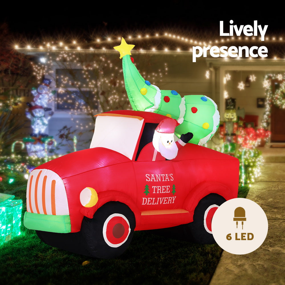 Santa Truck LED Christmas Inflatable LED Decorations Illuminated - 1.6M