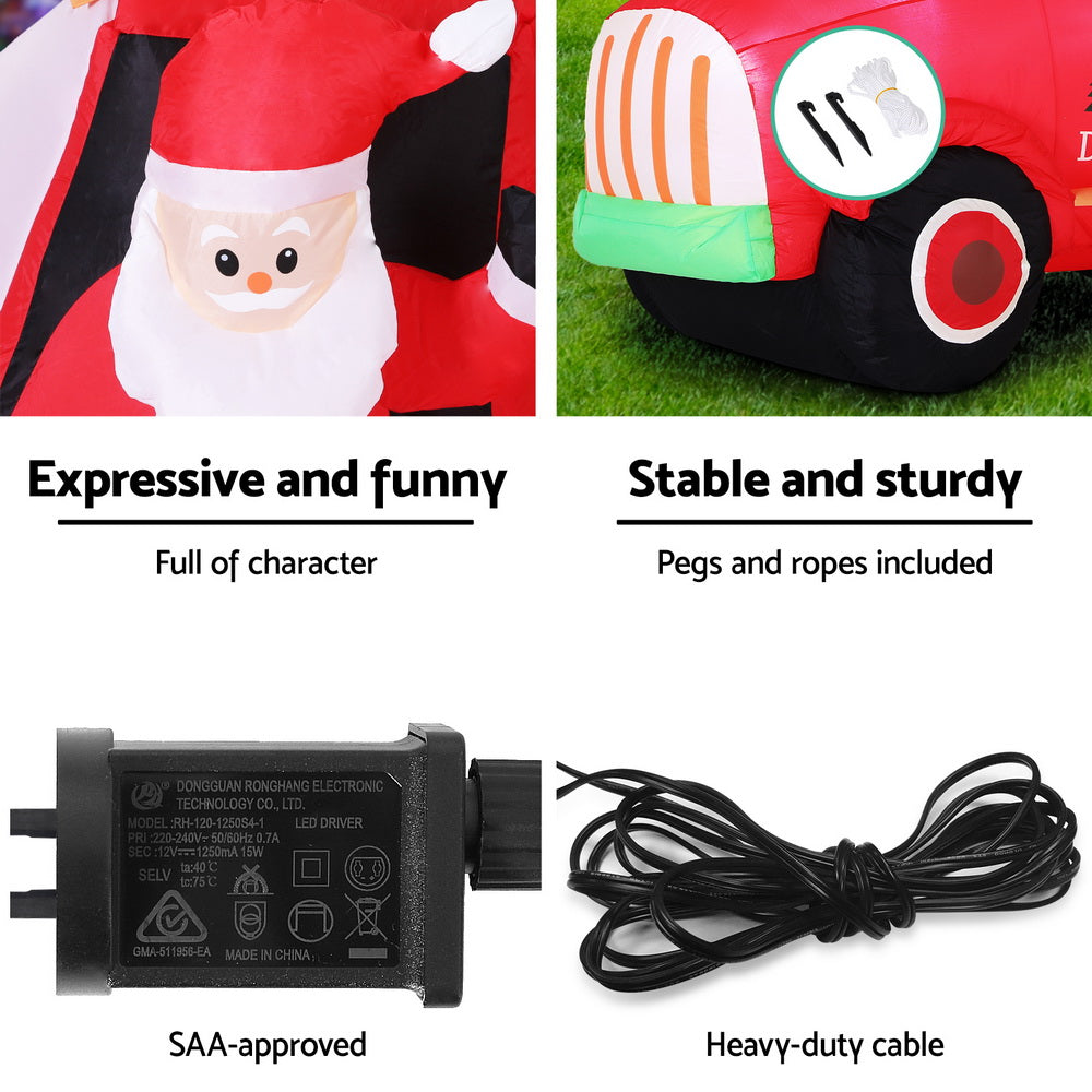 Santa Truck LED Christmas Inflatable LED Decorations Illuminated - 1.6M
