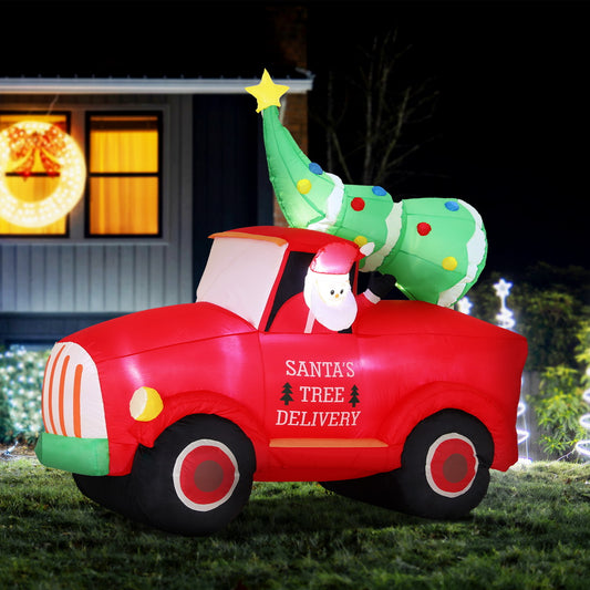 Santa Truck LED Christmas Inflatable LED Decorations Illuminated - 1.6M