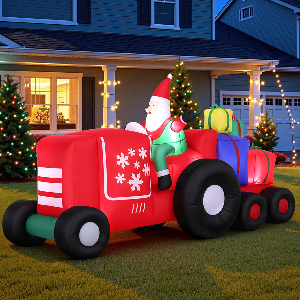 Christmas Inflatable Santa Truck 2.6M Length LED Decorations Illuminated
