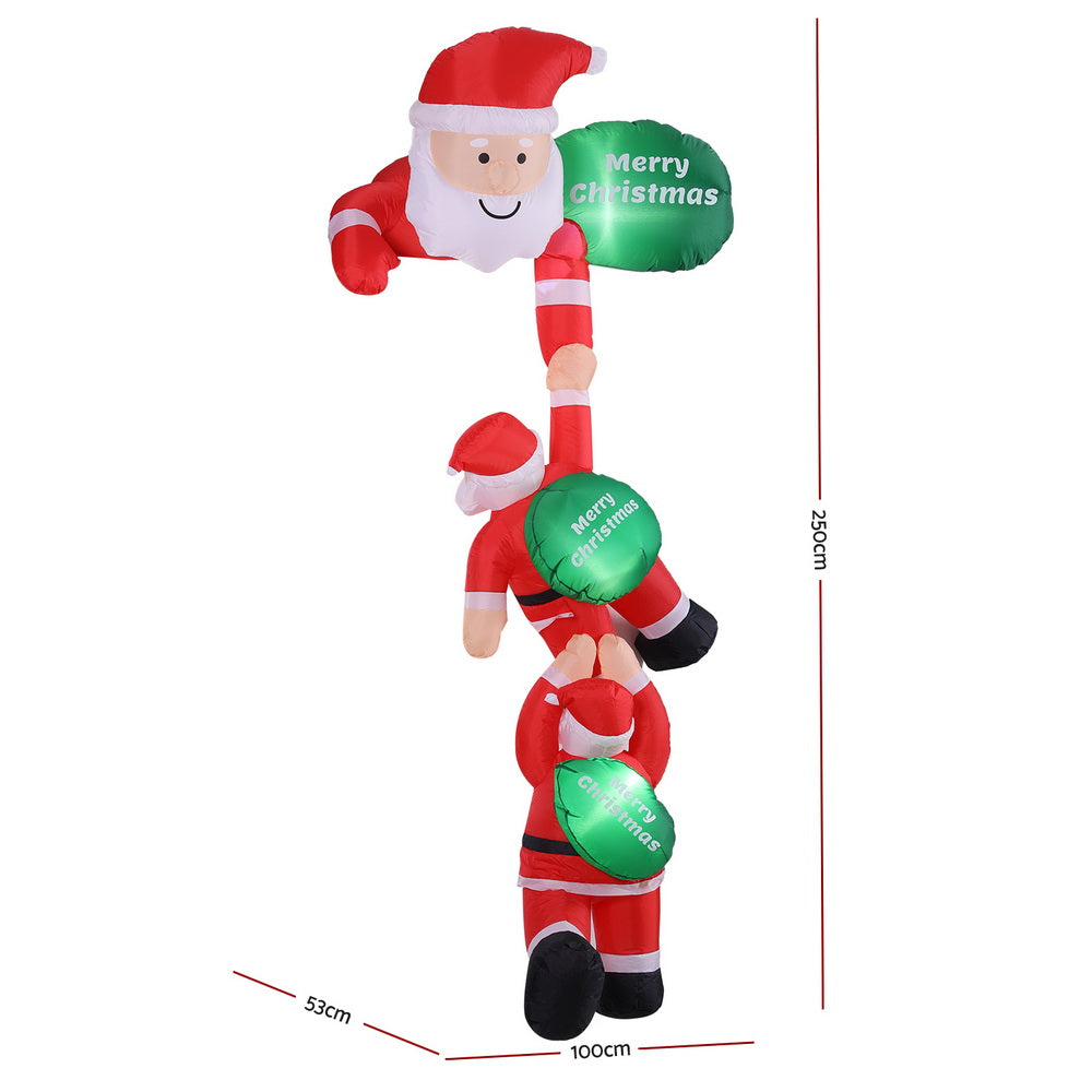 Climbing Santa LED Christmas Inflatable Decorations Illuminated - 2.5M