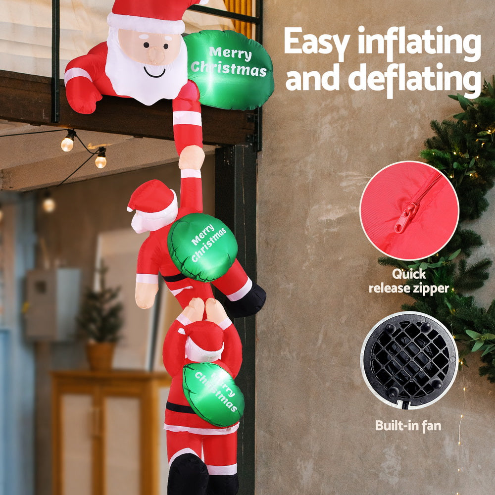 Climbing Santa LED Christmas Inflatable Decorations Illuminated - 2.5M