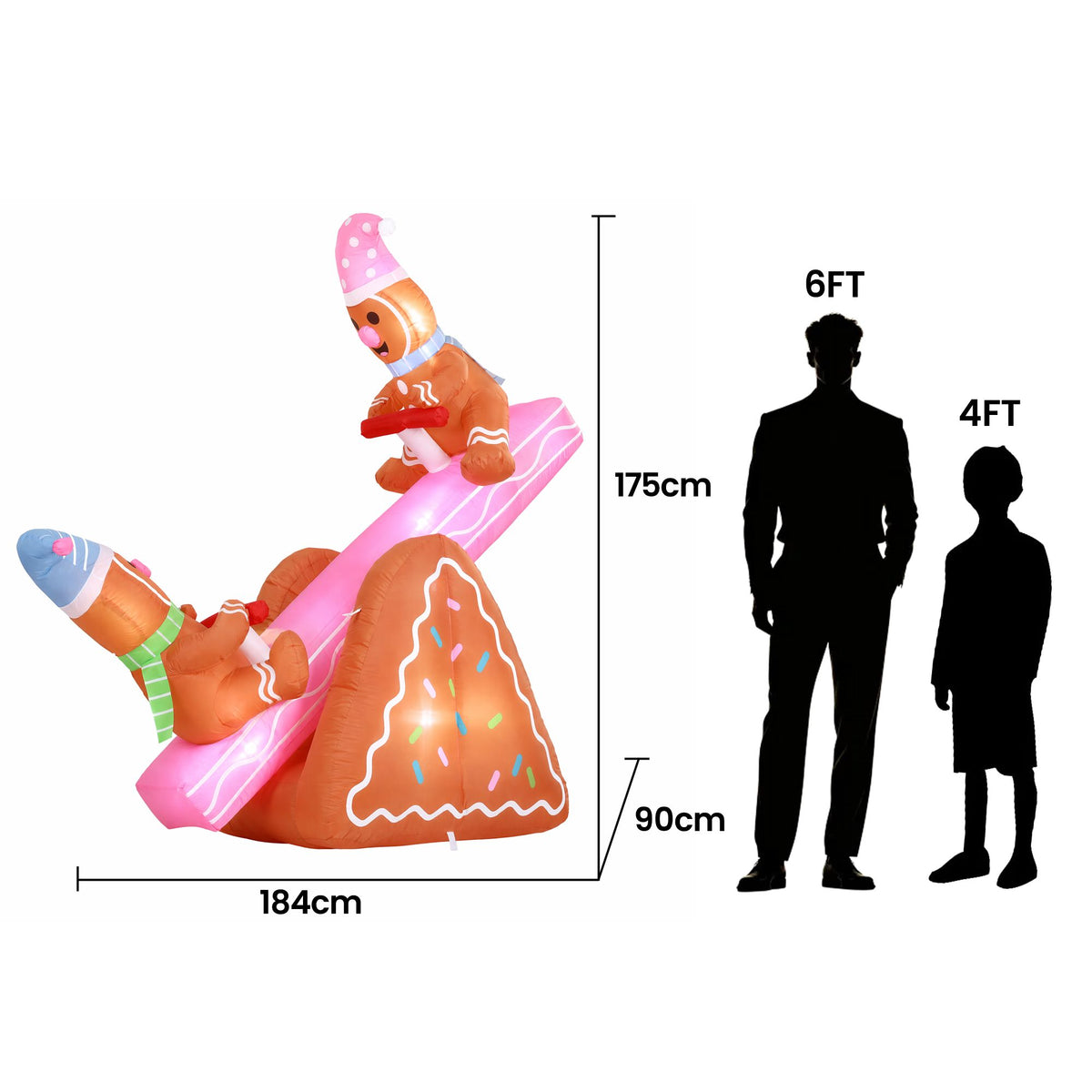 Seesaw Christmas Inflatable Height LED Outdoor Decorations Illuminated - 1.8M