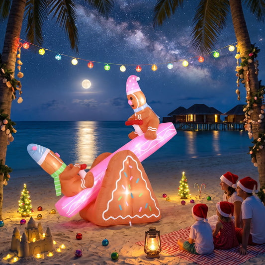Seesaw Christmas Inflatable Height LED Outdoor Decorations Illuminated - 1.8M