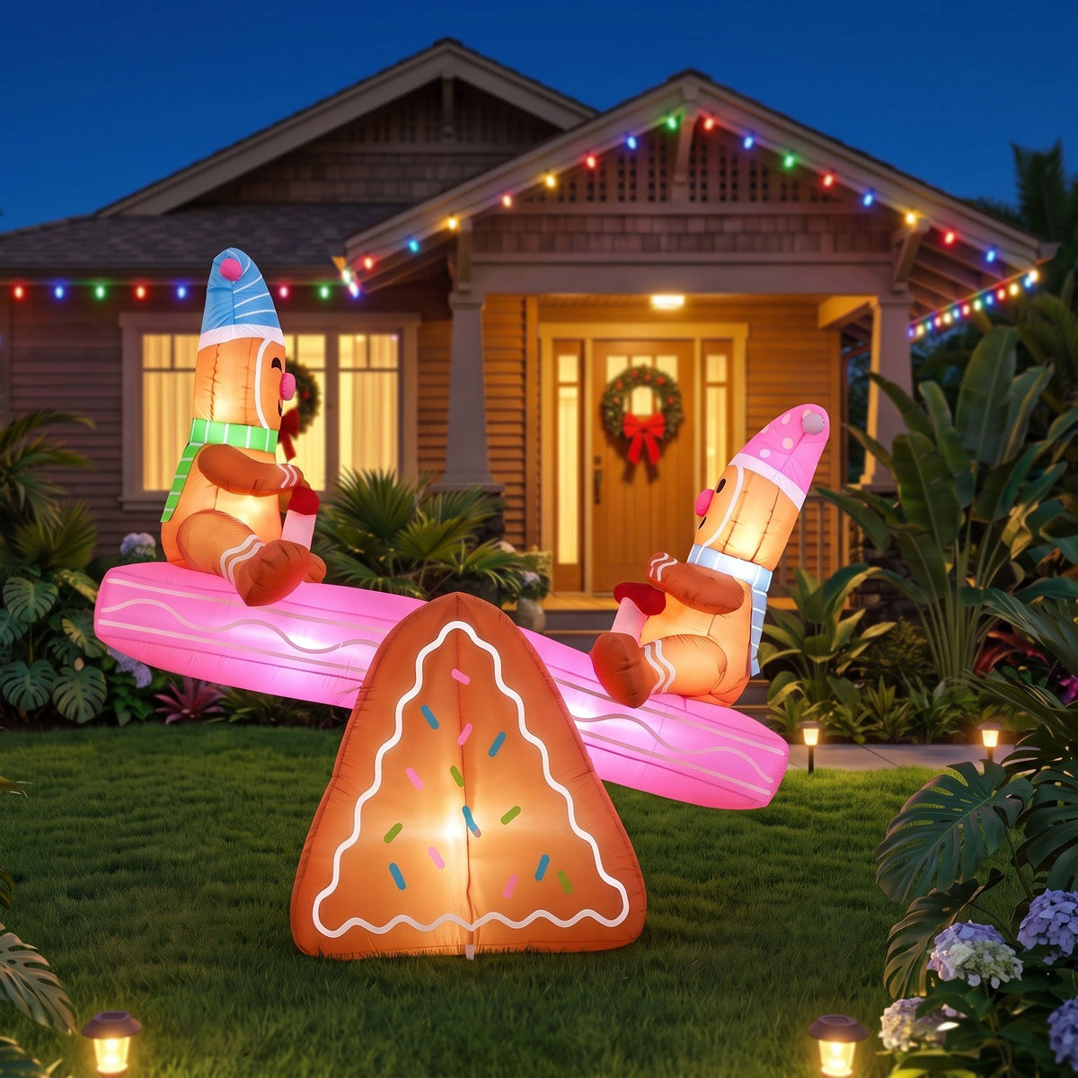 Seesaw Christmas Inflatable Height LED Outdoor Decorations Illuminated - 1.8M