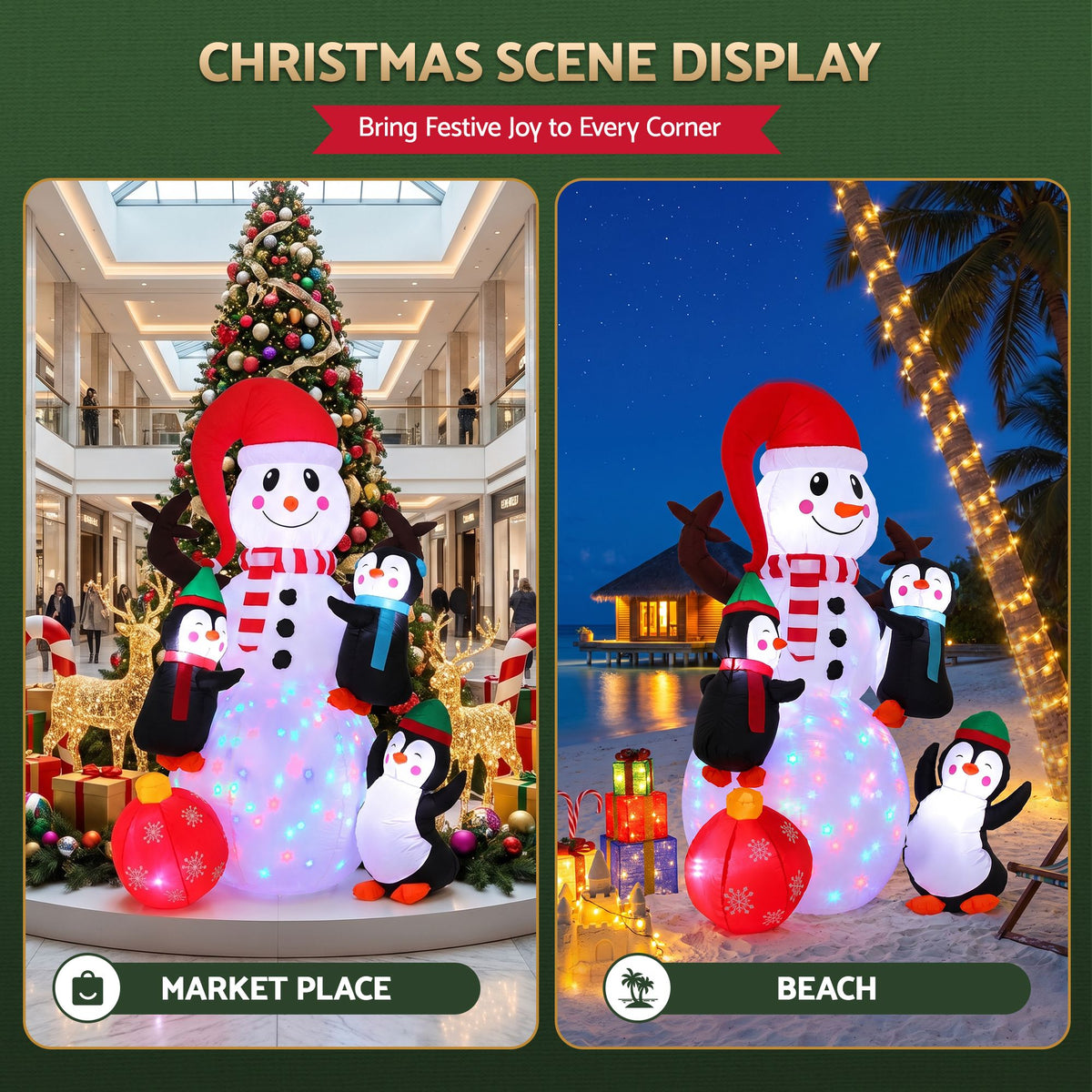 Snowman Christmas Inflatable Height LED Outdoor Decorations Illuminated - 1.8M