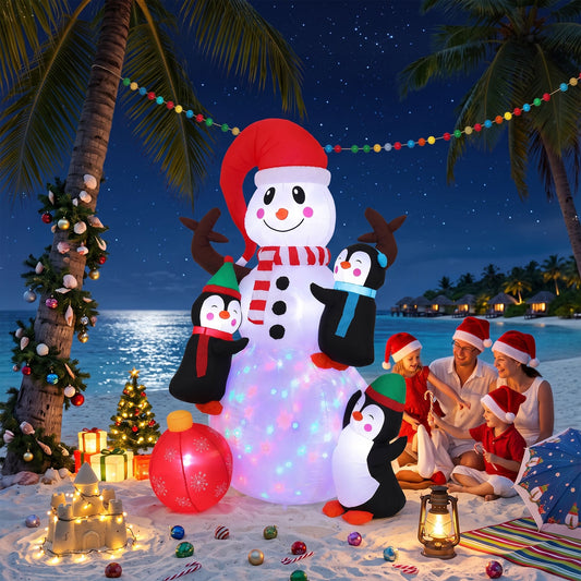 Snowman Christmas Inflatable Height LED Outdoor Decorations Illuminated - 1.8M