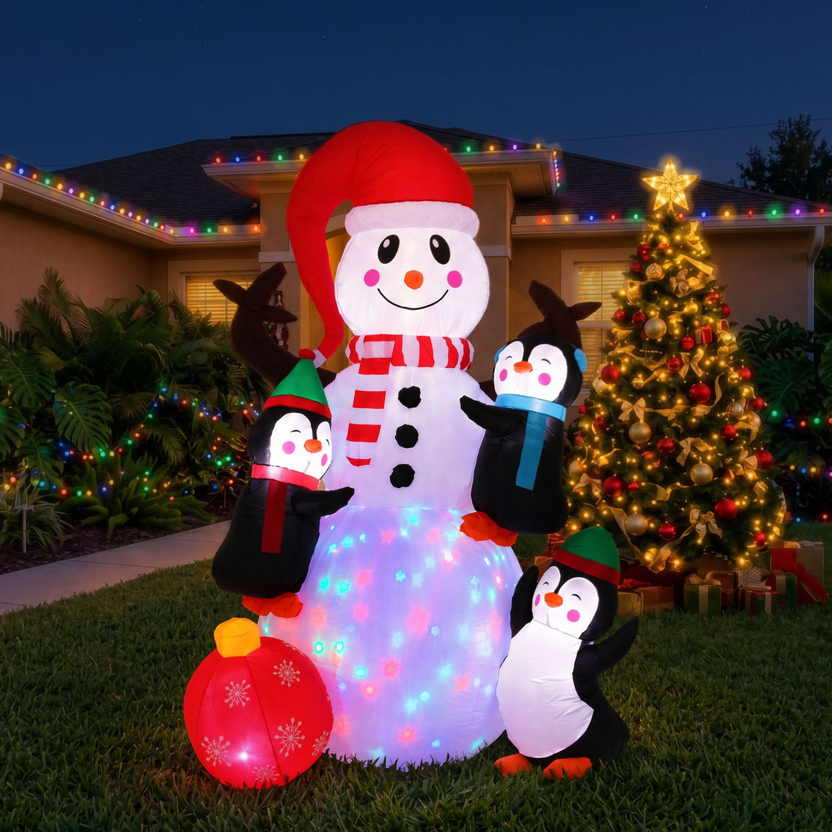Snowman Christmas Inflatable Height LED Outdoor Decorations Illuminated - 1.8M