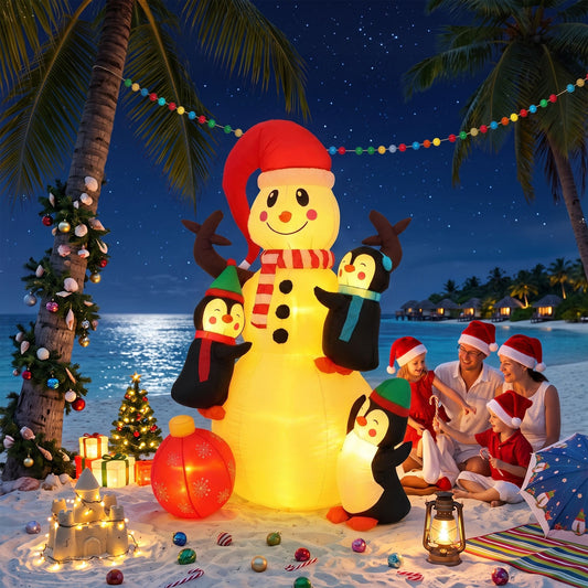 Snowman Christmas Inflatable Height LED Outdoor Decorations Warm Light - 1.8M