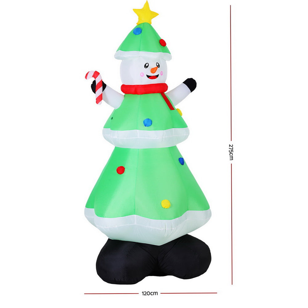 Snowman Tree LED Christmas Inflatable Decorations Illuminated - 2.75M