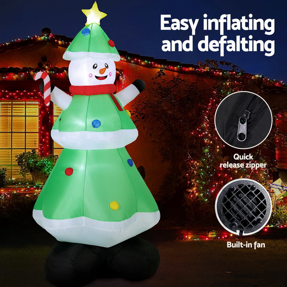 Snowman Tree LED Christmas Inflatable Decorations Illuminated - 2.75M