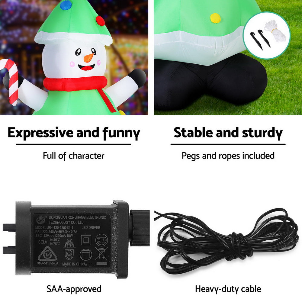 Snowman Tree LED Christmas Inflatable Decorations Illuminated - 2.75M