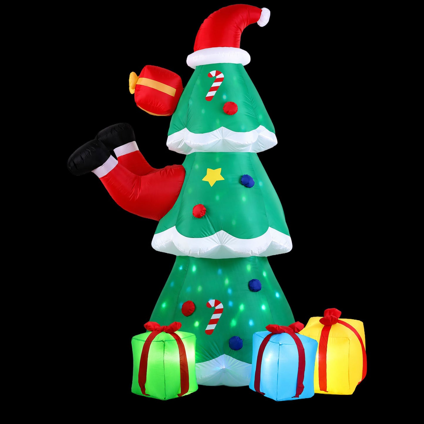 Santa Tree Christmas Inflatable Height Flashing Light Decorations Illuminated - 2.5M