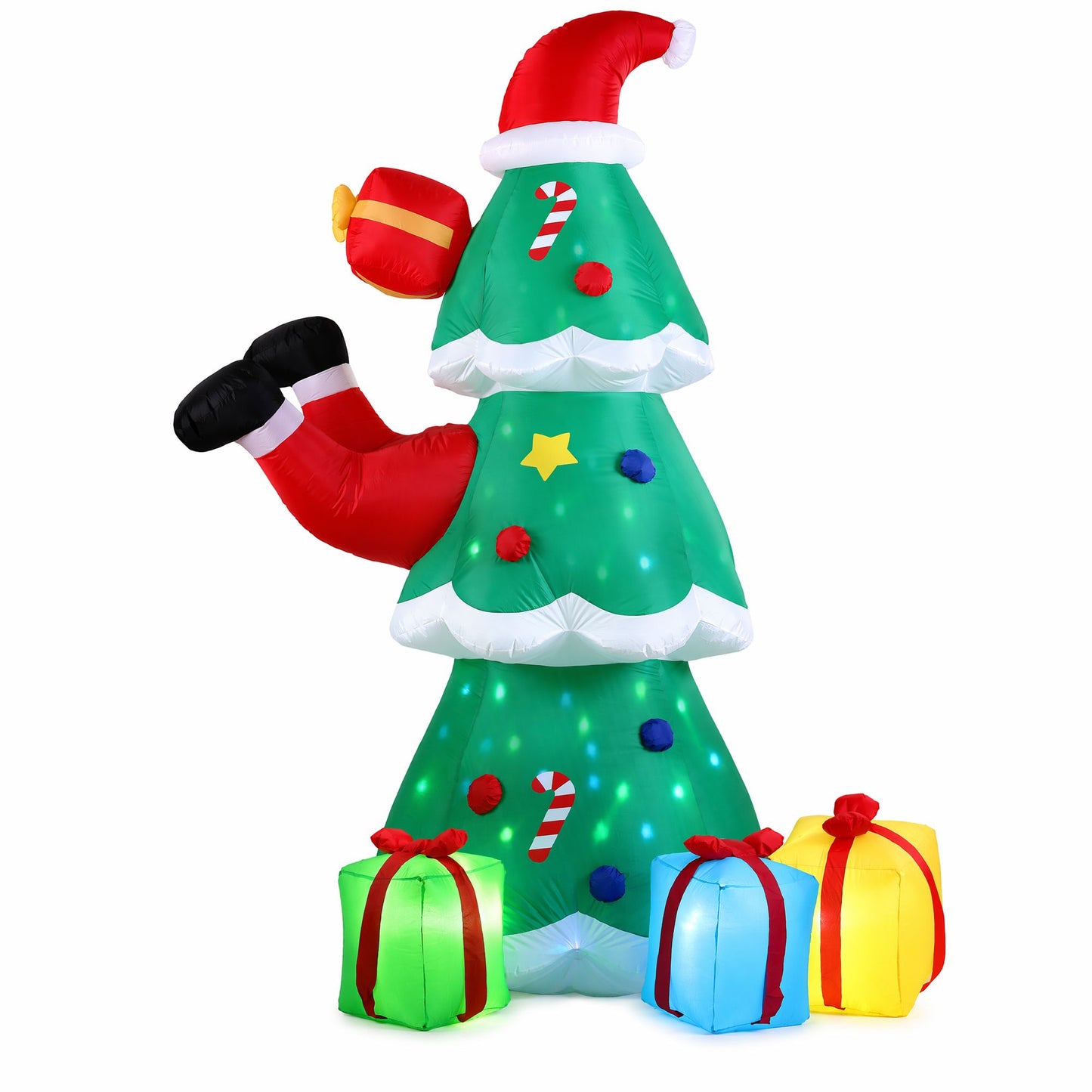 Santa Tree Christmas Inflatable Height Flashing Light Decorations Illuminated - 2.5M