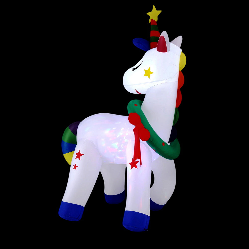Christmas Inflatable Unicorn 1.8M Tall Outdoor Decorations Illuminated