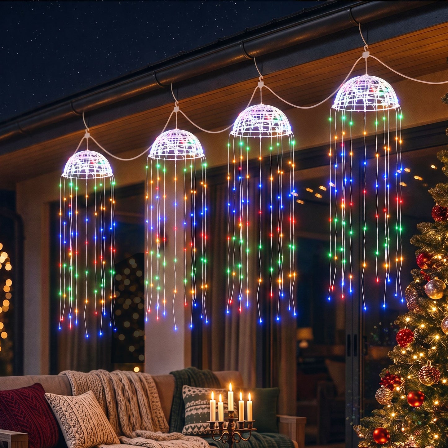 Christmas Lights Solar Jellyfish 4Pcs Garden Decorative Multi-Color