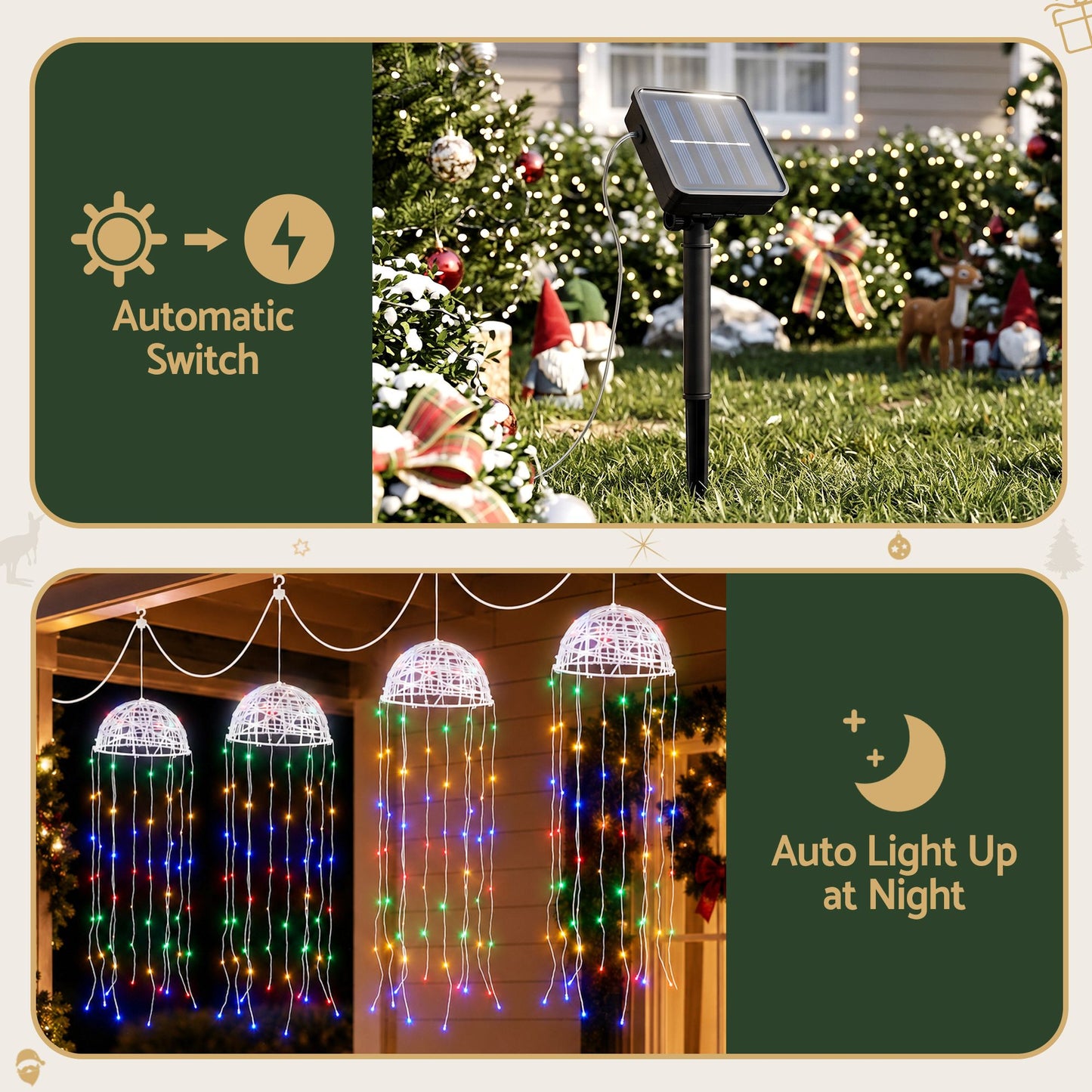 Christmas Lights Solar Jellyfish 4Pcs Garden Decorative Multi-Color