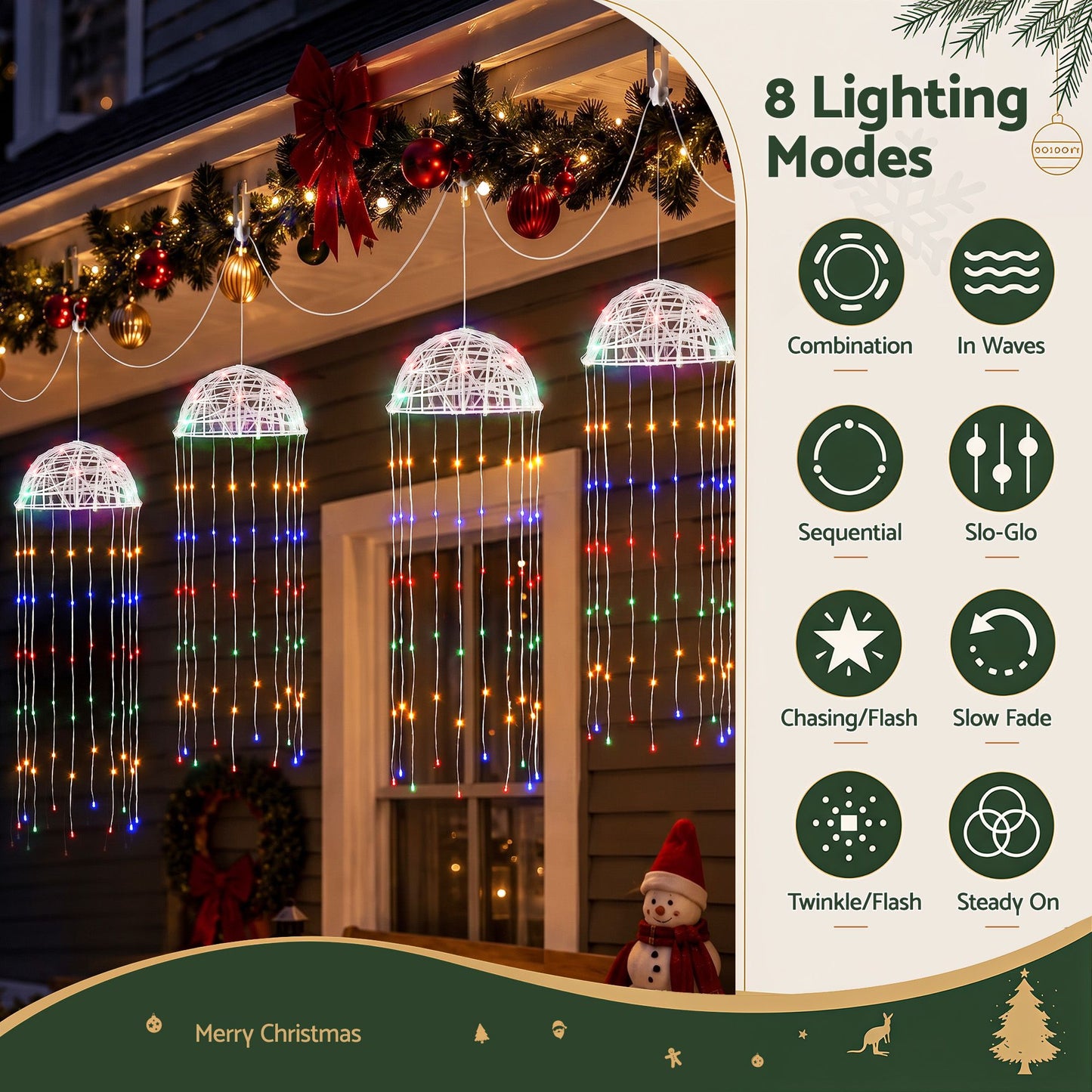 Christmas Lights Solar Jellyfish 4Pcs Garden Decorative Multi-Color
