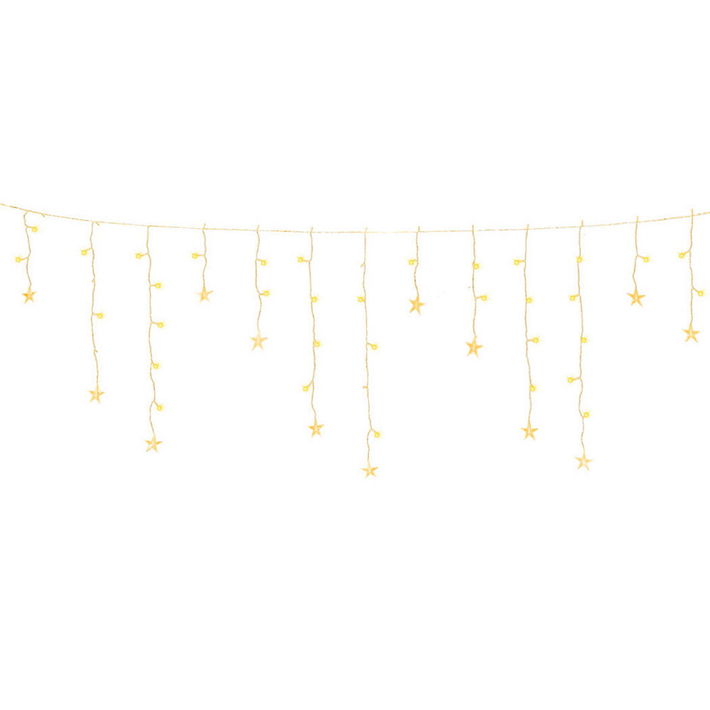 6M Christmas Icicle Lights String Light 160 LED Solar Powered - Warm White