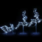Decorative LED lights shaped like a sleigh and two reindeer on a black background
