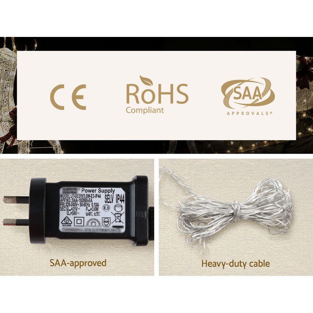 Power supply with certification logos and a heavy-duty cable on a textured background