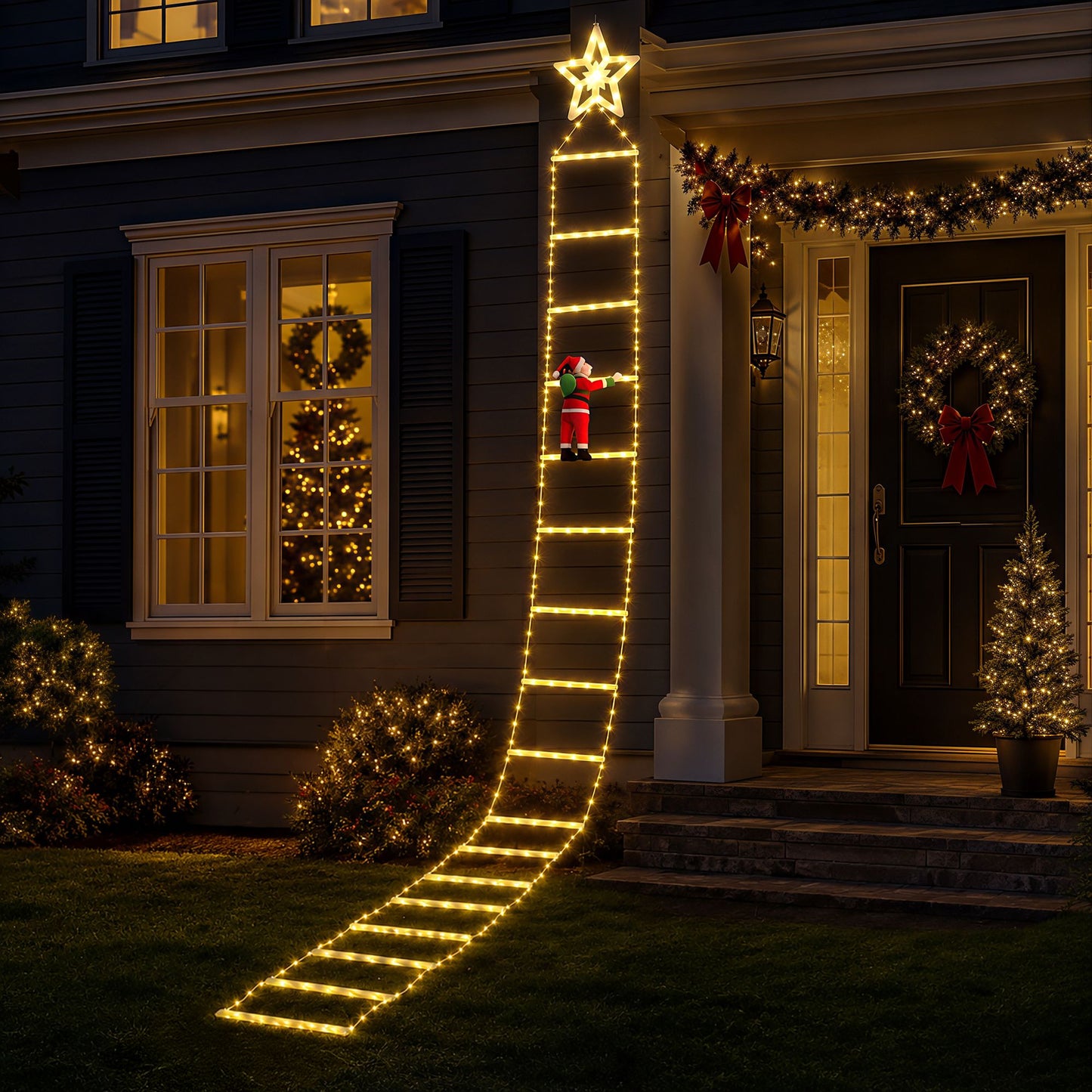 Christmas Ladder Lights Santa 3.4m 328LED Hanging Decor Warm White