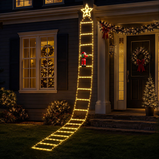 Christmas Ladder Lights Santa 3.4m 328LED Hanging Decor Warm White