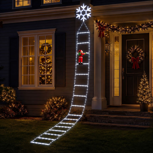 Christmas Ladder Lights Santa 3.4m 328LED Hanging Decor Cool White