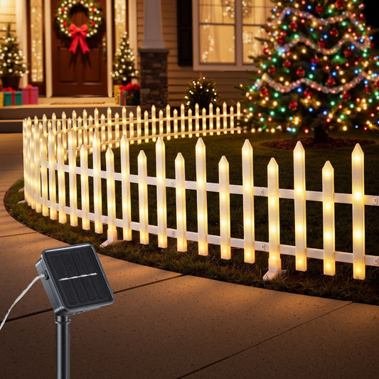 3m Solar Christmas Fence Lights Outdoor Garden Path Decor Warm White 8pc