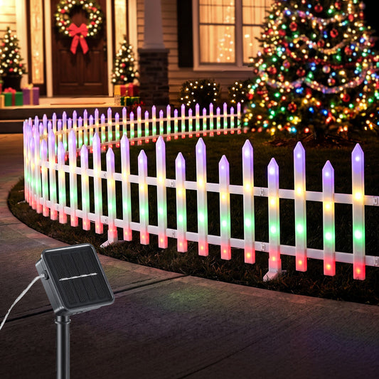 3m Solar Christmas Fence Lights Outdoor Garden Path Decor Multicolour 8pc