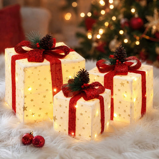 Christmas Decorations 3PC Lighted Gift Boxes Christmas Lights