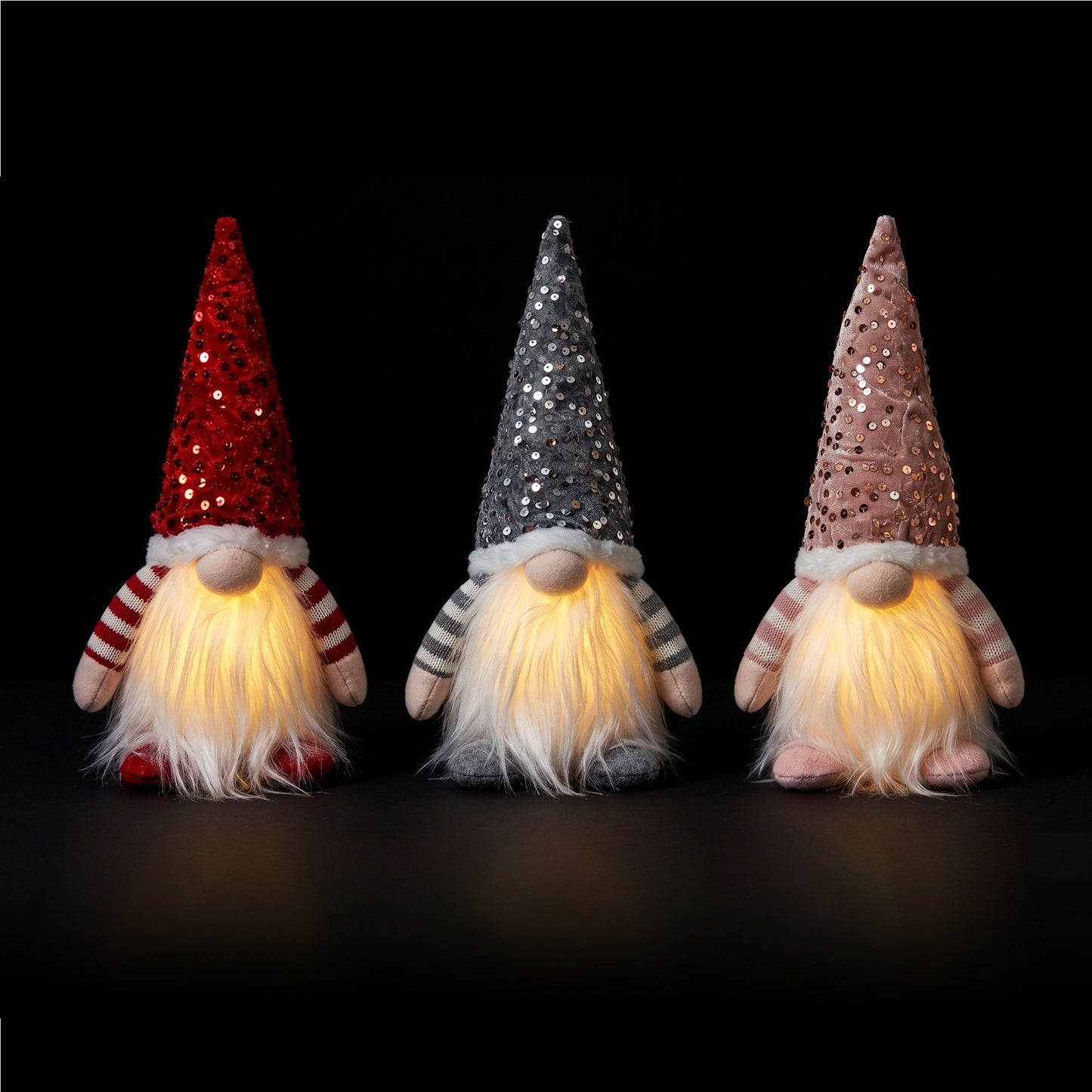 Christmas Gnomes Light Up Christmas Decorations Plush Goblin Set of 3 Warm White