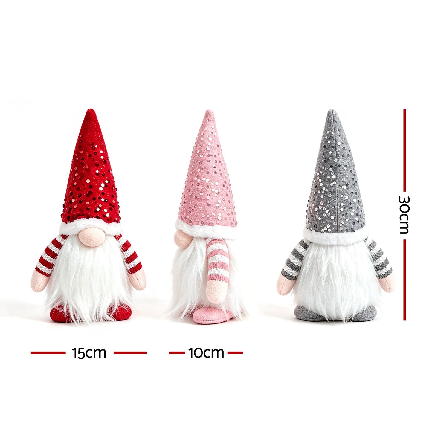 Christmas Gnomes Light Up Christmas Decorations Plush Goblin Set of 3 Warm White