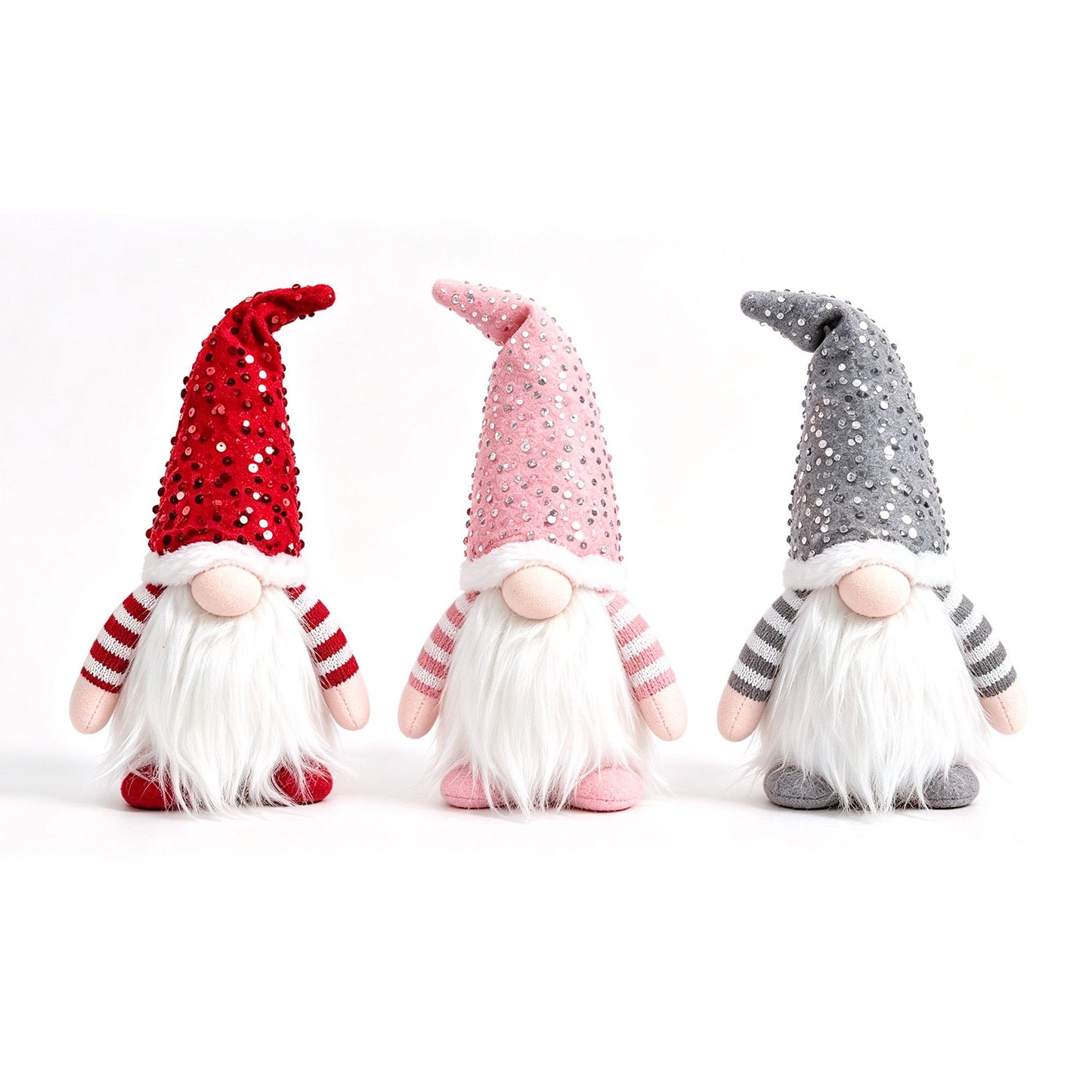 Christmas Gnomes Light Up Christmas Decorations Plush Goblin Set of 3 Warm White