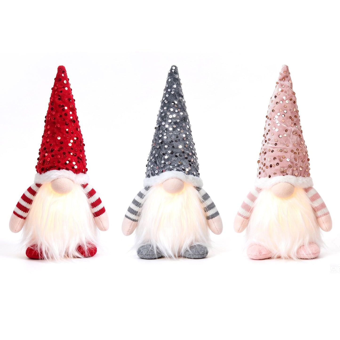 Christmas Gnomes Light Up Christmas Decorations Plush Goblin Set of 3 Warm White