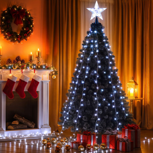 2.5M Christmas Tree Lights Christmas Lights Tree Topper Waterfall Fairy Lights White