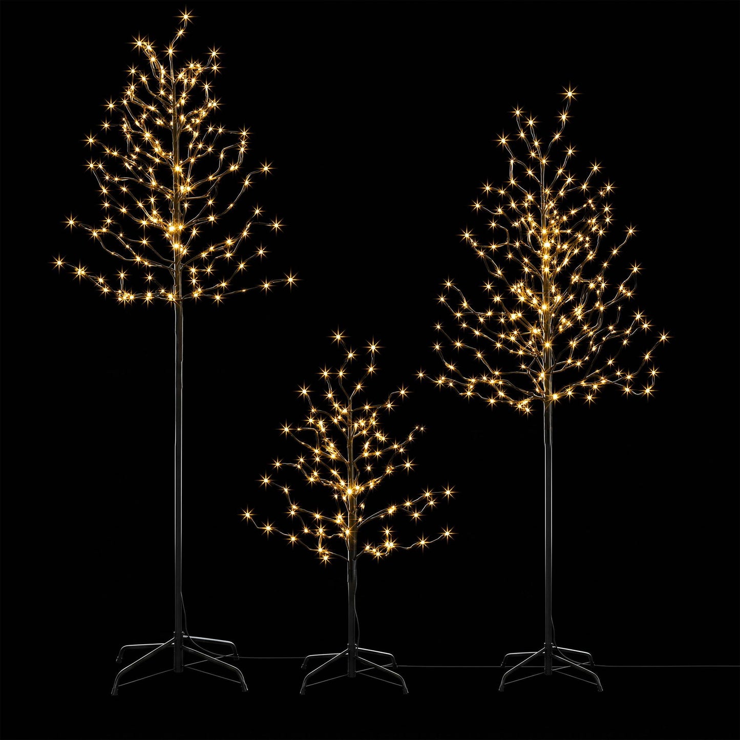 Set of 3 LED Christmas Tree Lighted Birch Tree Indoor Outdoor Xmas Decor Warm White