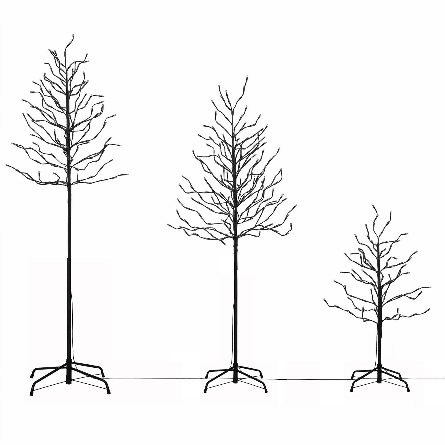 Set of 3 LED Christmas Tree Lighted Birch Tree Indoor Outdoor Xmas Decor Warm White
