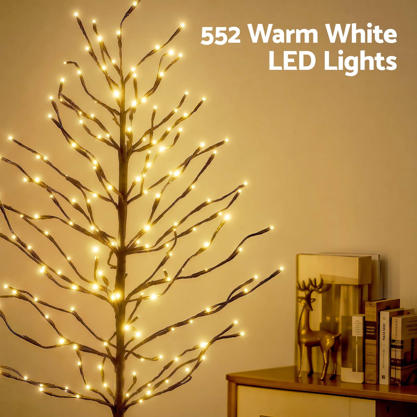 Set of 3 LED Christmas Tree Lighted Birch Tree Indoor Outdoor Xmas Decor Warm White